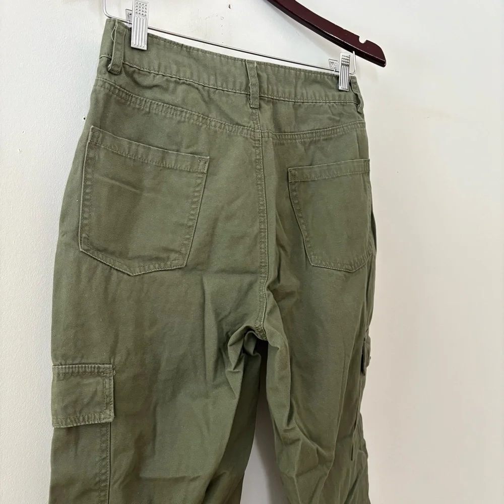 Sincerely Jules Olive Green Cargo Straight Leg Pants Military Vibe Size 7 (27)